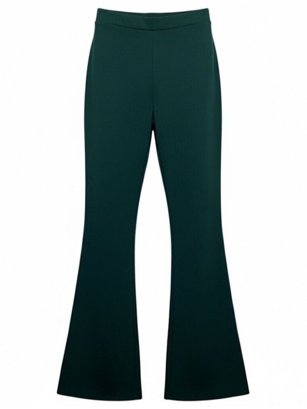 Boutique Dark Forest Green Flared Pants High-Rise Stretch Trousers Small